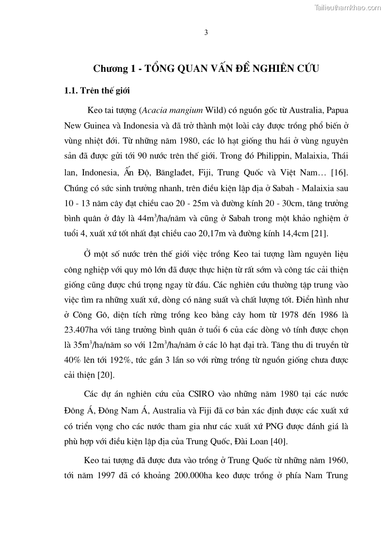 Luận văn thạc sĩ khoa học lâm nghiệp Chọn cây trội, dẫn dòng Keo tai tượng Acacia mangium Wild và ứng dụng công nghệ sinh học trong bố trí thí nghiệm và xây dựng vườn giống - 1 Trang 12
