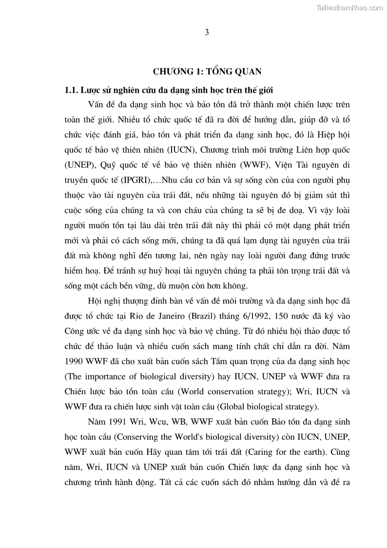Luận văn thạc sĩ khoa học lâm nghiệp Đa dạng hệ thực vật khu bảo tồn thiên nhiên Đakrông, Quảng Trị - 1 Trang 11
