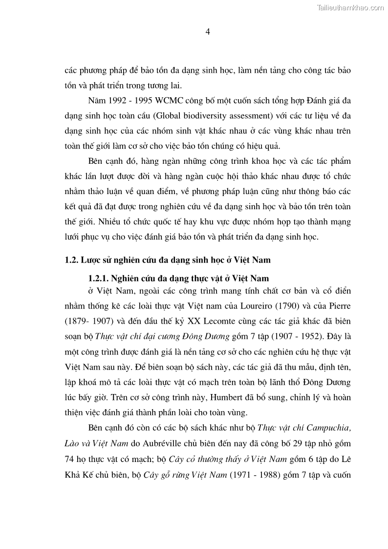 Luận văn thạc sĩ khoa học lâm nghiệp Đa dạng hệ thực vật khu bảo tồn thiên nhiên Đakrông, Quảng Trị - 1 Trang 12