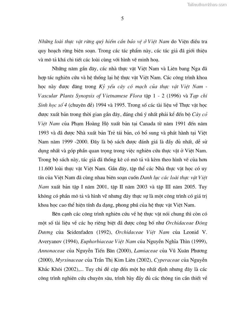 Luận văn thạc sĩ khoa học lâm nghiệp Đa dạng hệ thực vật khu bảo tồn thiên nhiên Đakrông, Quảng Trị - 2 Trang 13