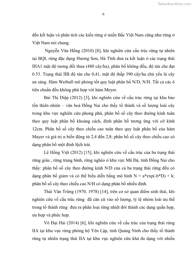 Luận văn thạc sĩ khoa học lâm nghiệp Đặc điểm cấu trúc loài cây gỗ trên hai trạng thái rừng nguyên sinh và thứ sinh ở VQG Cúc Phương, Ninh Bình - 2 Trang 13