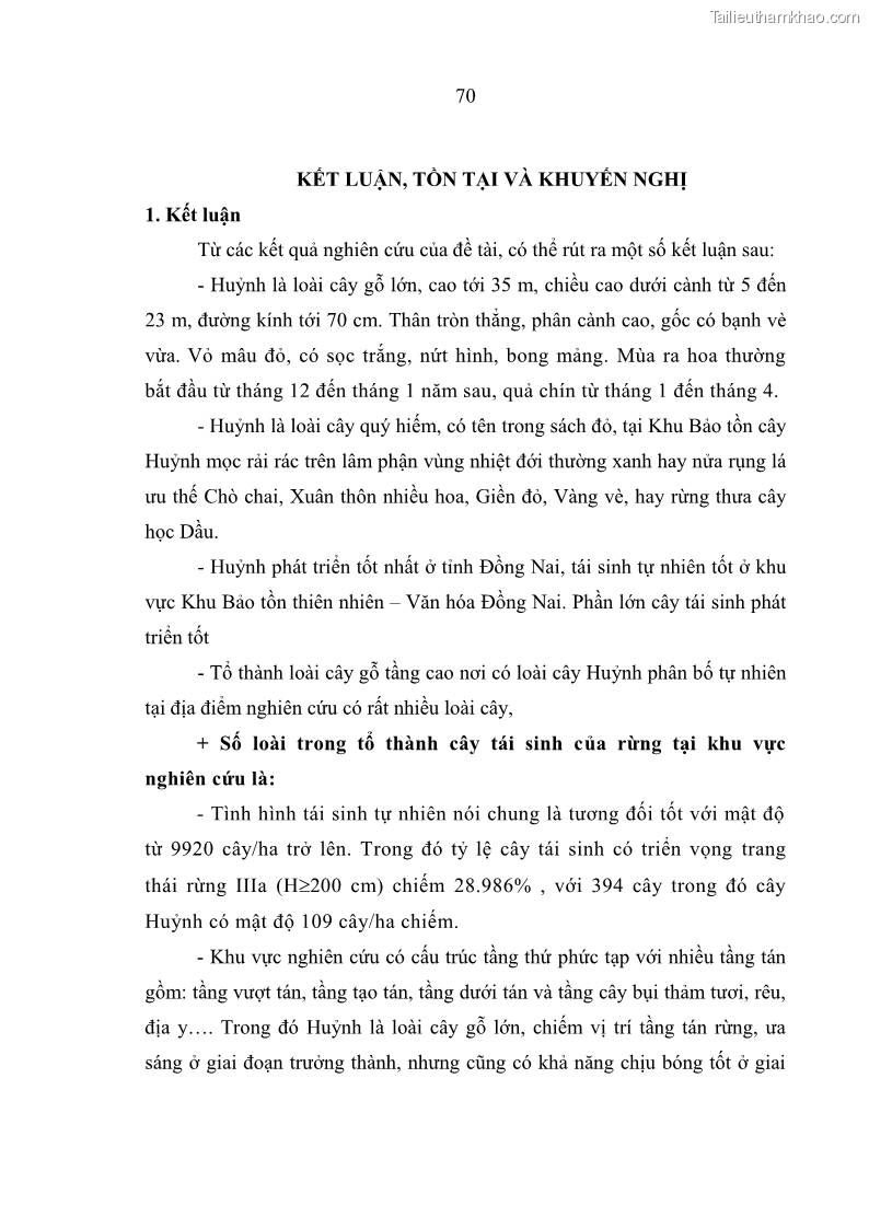 Luận văn thạc sĩ khoa học lâm nghiệp Đặc điểm lâm học của loài cây Huỷnh Heritiera javanica Blume Kosterm. phân bố tự nhiên tại Khu Bảo tồn thiên nhiên – Văn hóa Đồng Nai, tỉnh Đồng Nai - 8 Trang 85