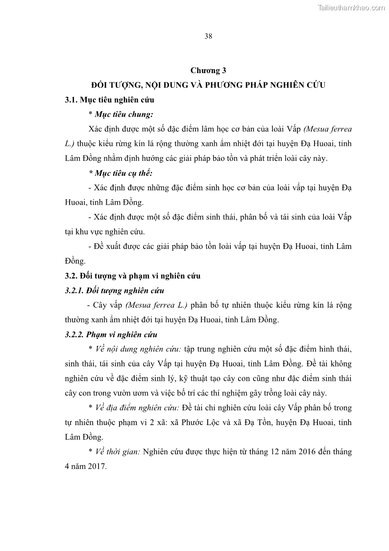 Luận văn thạc sĩ khoa học lâm nghiệp Đặc điểm lâm học loài cây Vấp Mesua ferrea L. thuộc kiểu rừng kín lá rộng thường xanh ẩm nhiệt đới tại huyện Đạ Huoai, tỉnh Lâm Đồng - 5 Trang 49