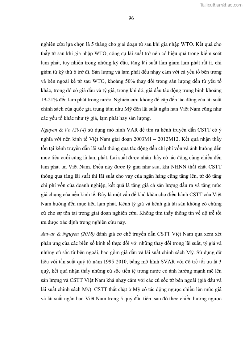 Luận án tiến sĩ Hội nhập tài chính và chính sách tiền tệ tại Việt Nam 1674801841 - 10 Trang 109