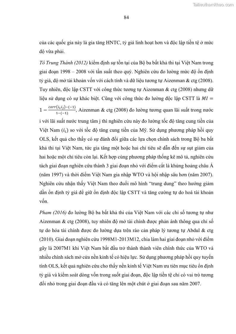 Luận án tiến sĩ Hội nhập tài chính và chính sách tiền tệ tại Việt Nam 1674801841 - 9 Trang 97