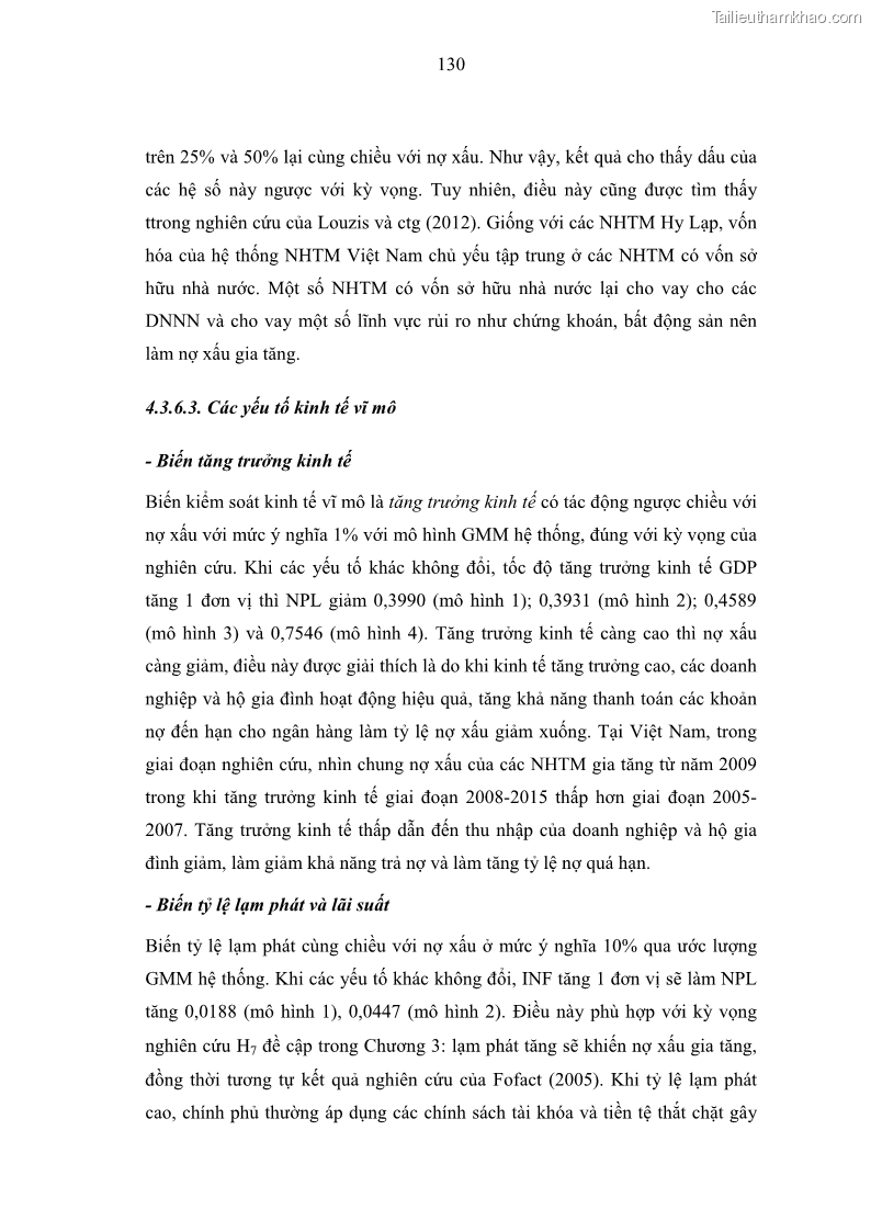 Luận án tiến sĩ kinh tế Nợ xấu của hệ thống Ngân hàng thương mại Việt Nam - 13 Trang 145