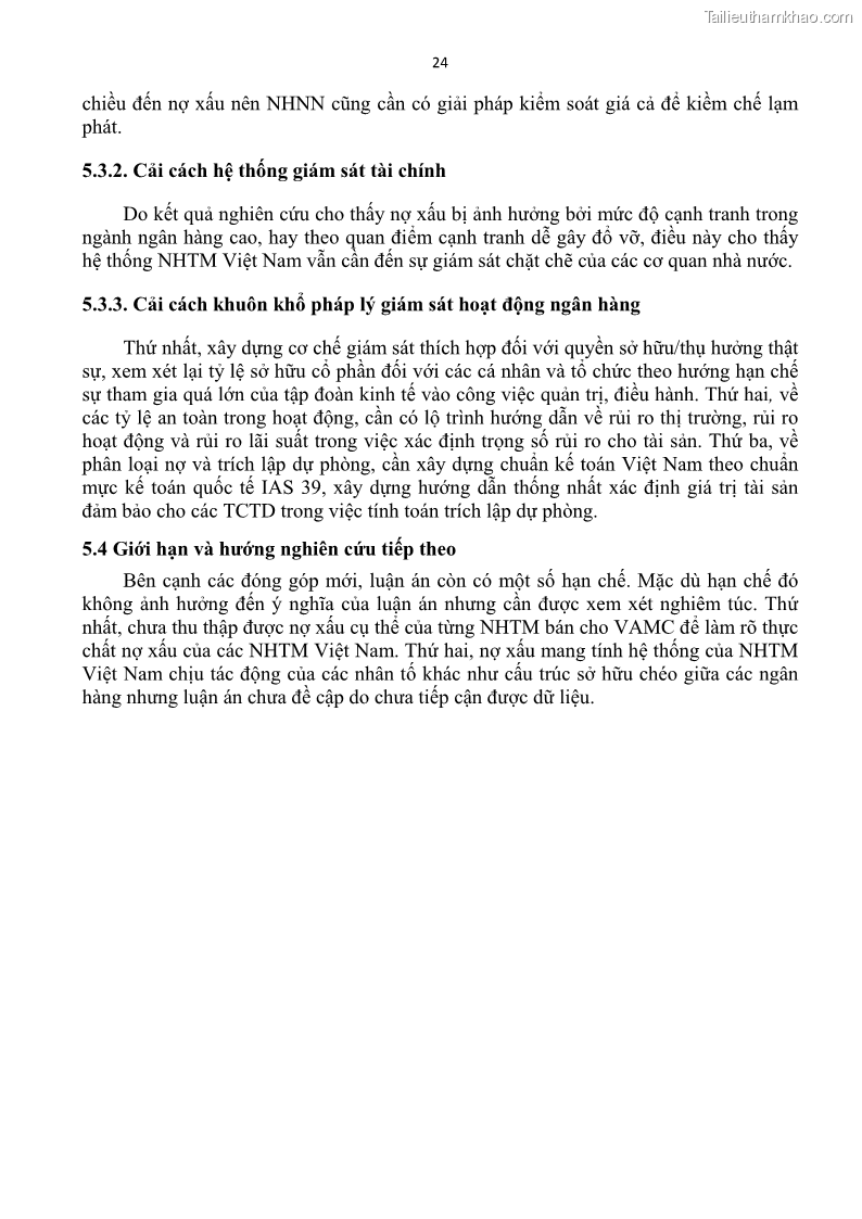 Luận án tiến sĩ kinh tế Nợ xấu của hệ thống Ngân hàng thương mại Việt Nam - 22 Trang 253