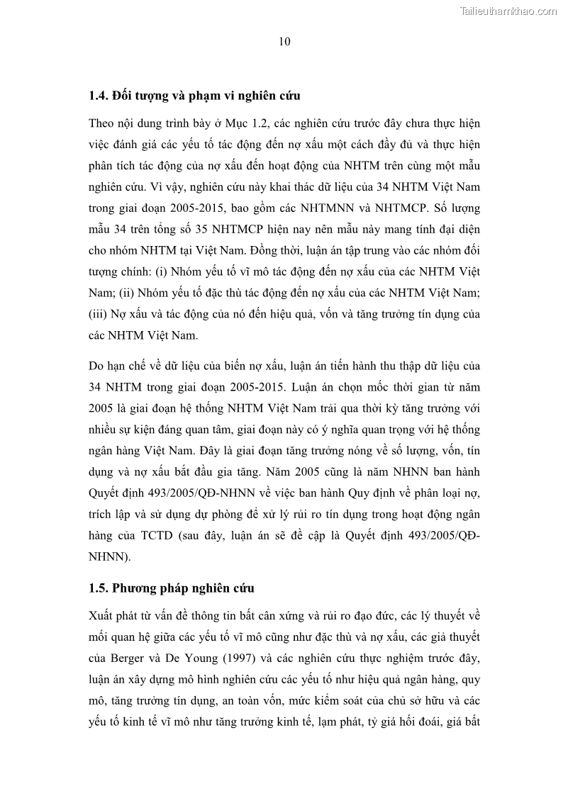 Luận án tiến sĩ kinh tế Nợ xấu của hệ thống Ngân hàng thương mại Việt Nam - 3 Trang 25