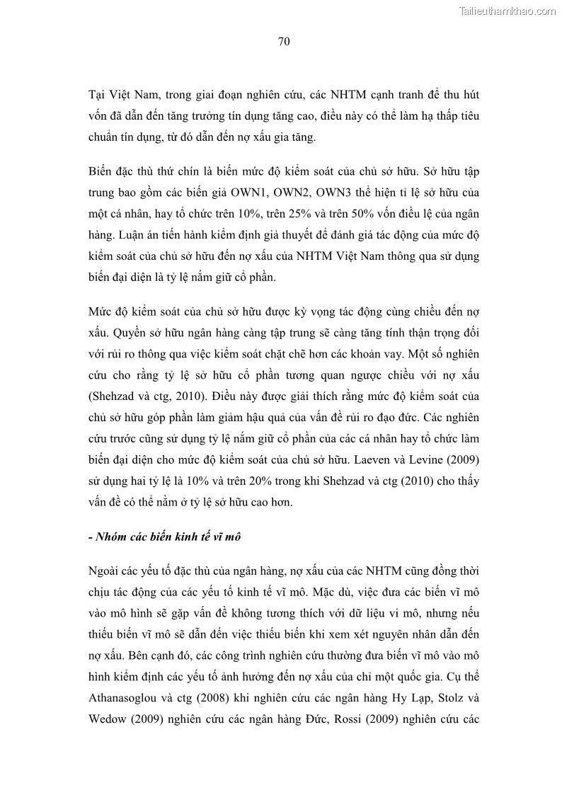 Luận án tiến sĩ kinh tế Nợ xấu của hệ thống Ngân hàng thương mại Việt Nam - 8 Trang 85