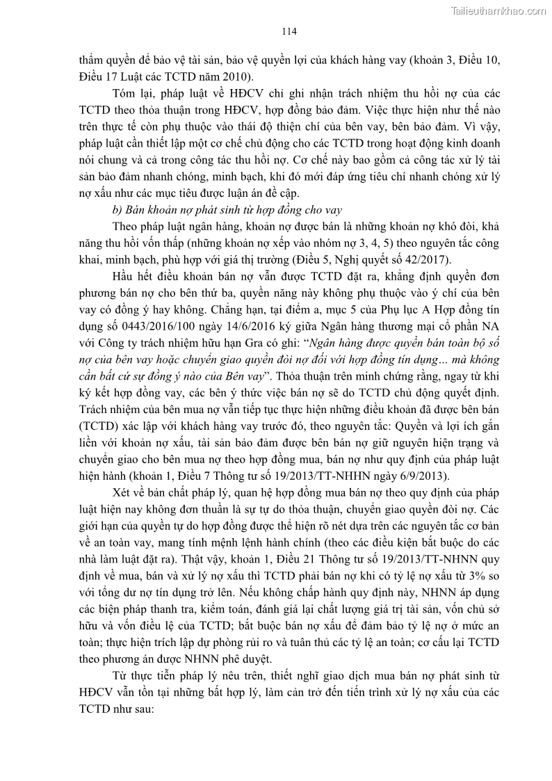 Luận án tiến sĩ Kinh tế Pháp luật Việt Nam về hợp đồng cho vay trong lĩnh vực tín dụng ngân hàng - 11 Trang 121