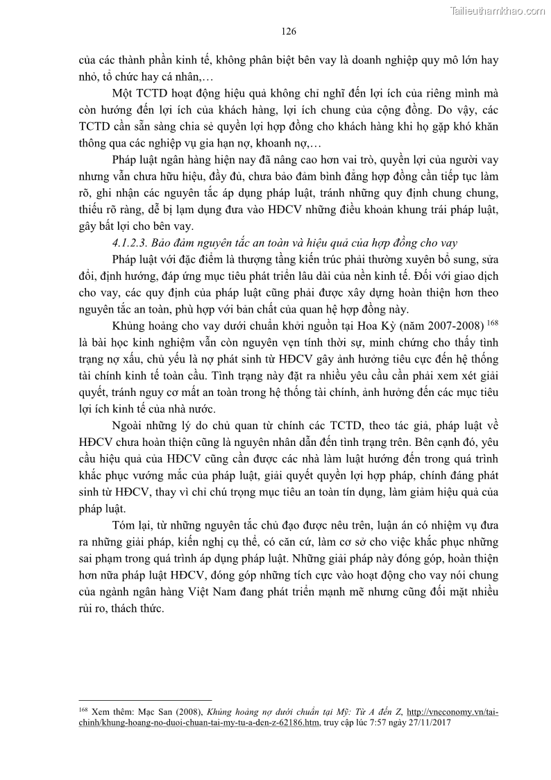 Luận án tiến sĩ Kinh tế Pháp luật Việt Nam về hợp đồng cho vay trong lĩnh vực tín dụng ngân hàng - 12 Trang 133