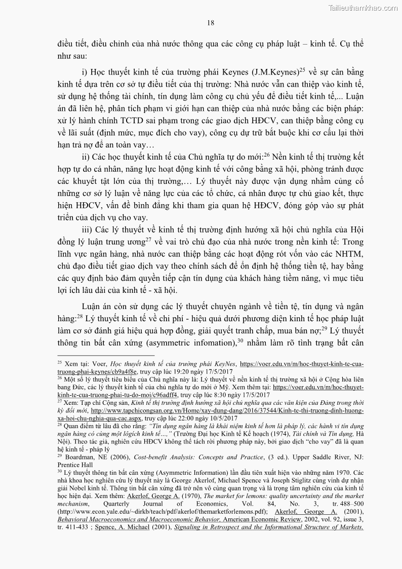 Luận án tiến sĩ Kinh tế Pháp luật Việt Nam về hợp đồng cho vay trong lĩnh vực tín dụng ngân hàng - 3 Trang 25