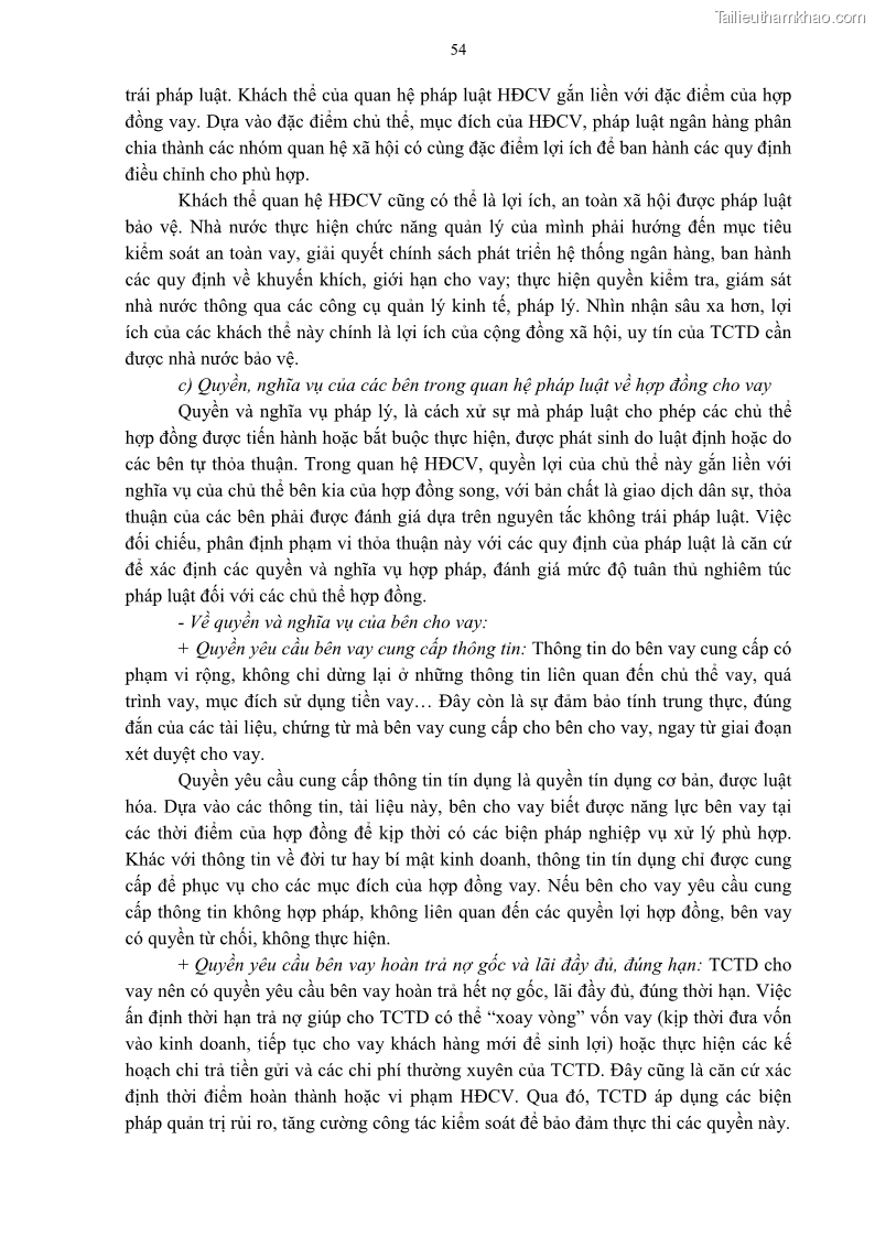 Luận án tiến sĩ Kinh tế Pháp luật Việt Nam về hợp đồng cho vay trong lĩnh vực tín dụng ngân hàng - 6 Trang 61