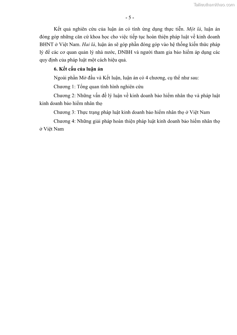 Luận án tiến sĩ luật học Pháp luật về kinh doanh bảo hiểm nhân thọ ở Việt Nam - Những vấn đề lý luận và thực tiễn - 1 Trang 10