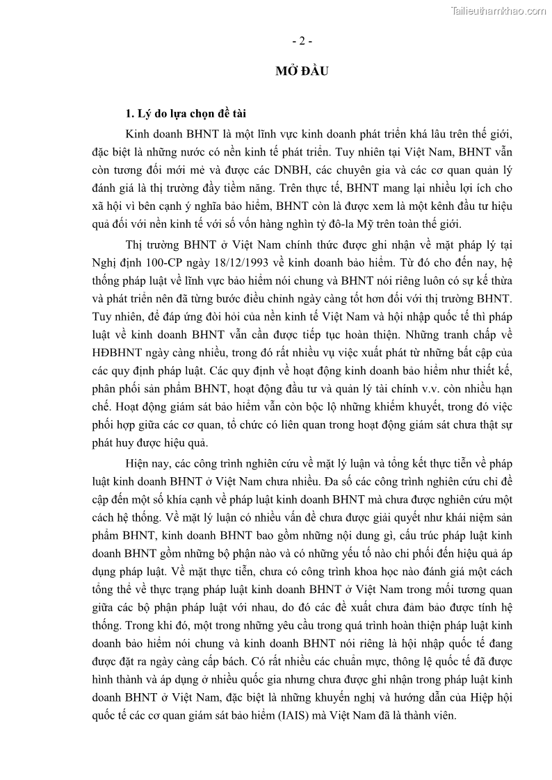 Luận án tiến sĩ luật học Pháp luật về kinh doanh bảo hiểm nhân thọ ở Việt Nam - Những vấn đề lý luận và thực tiễn - 1 Trang 7