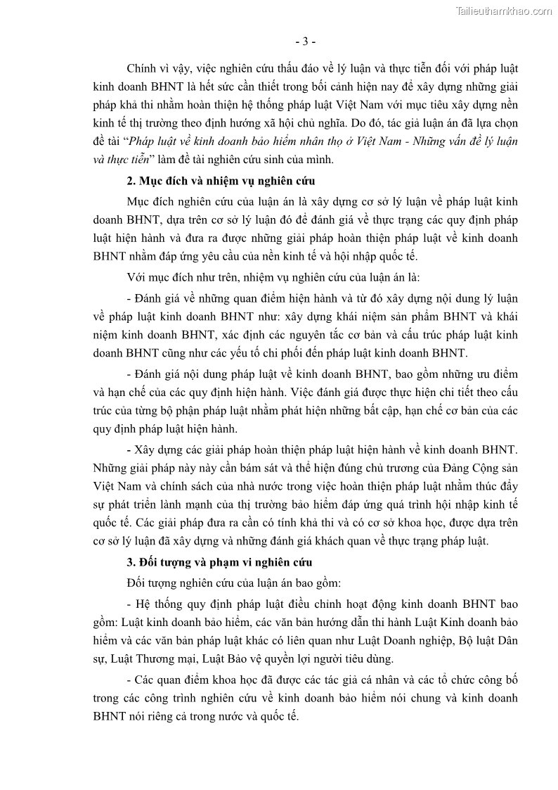 Luận án tiến sĩ luật học Pháp luật về kinh doanh bảo hiểm nhân thọ ở Việt Nam - Những vấn đề lý luận và thực tiễn - 1 Trang 8