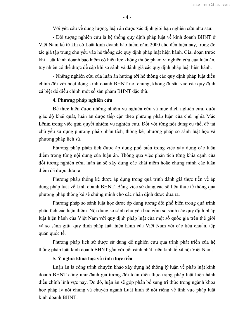 Luận án tiến sĩ luật học Pháp luật về kinh doanh bảo hiểm nhân thọ ở Việt Nam - Những vấn đề lý luận và thực tiễn - 1 Trang 9