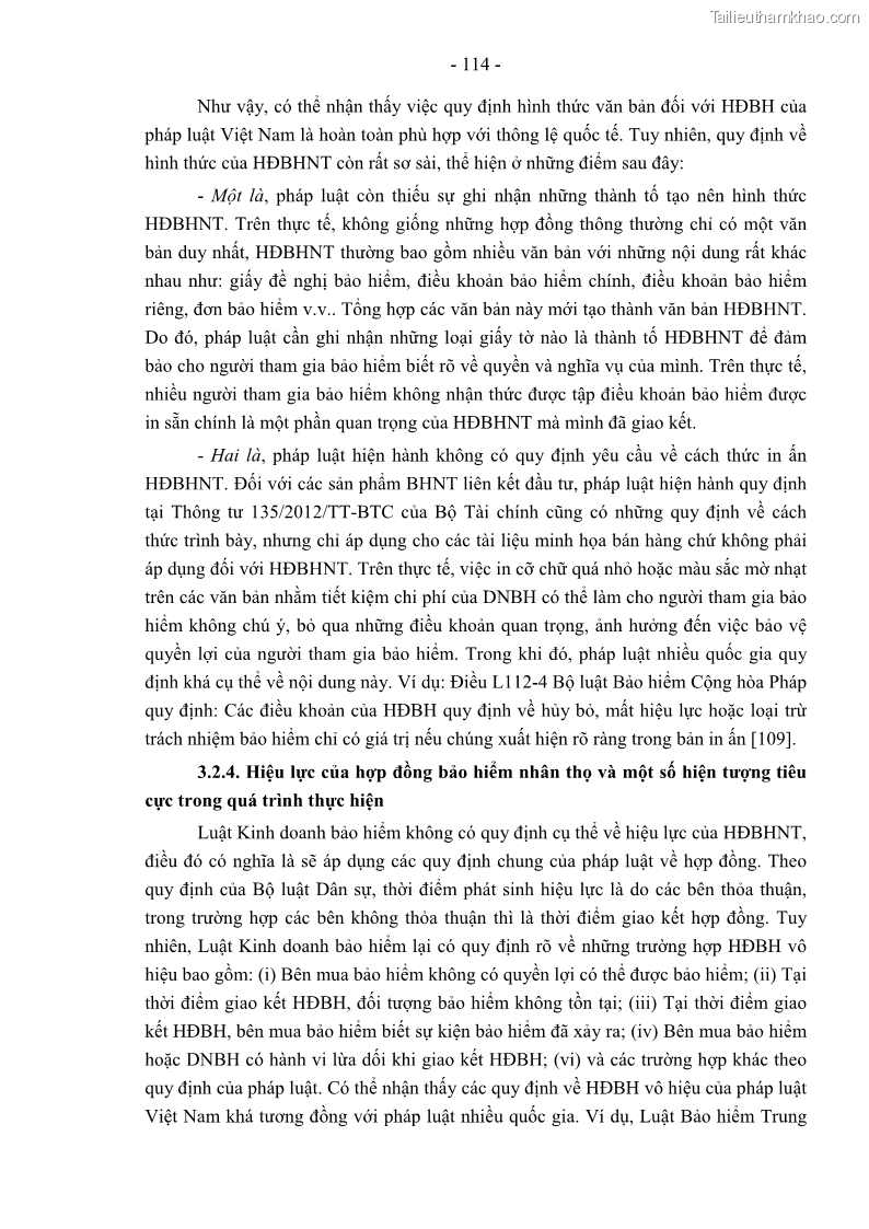 Luận án tiến sĩ luật học Pháp luật về kinh doanh bảo hiểm nhân thọ ở Việt Nam - Những vấn đề lý luận và thực tiễn - 10 Trang 119