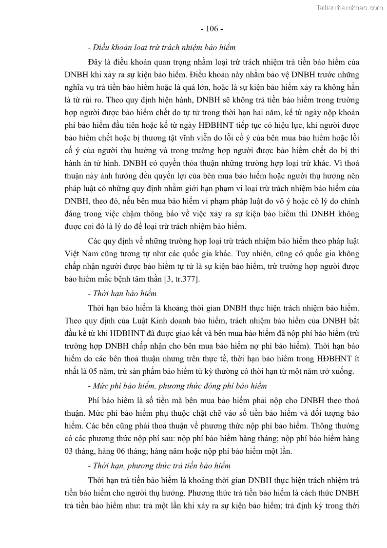 Luận án tiến sĩ luật học Pháp luật về kinh doanh bảo hiểm nhân thọ ở Việt Nam - Những vấn đề lý luận và thực tiễn - 10 Trang 111