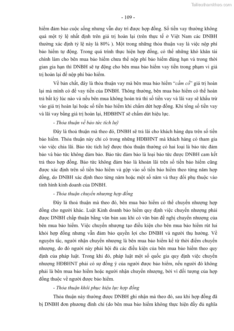 Luận án tiến sĩ luật học Pháp luật về kinh doanh bảo hiểm nhân thọ ở Việt Nam - Những vấn đề lý luận và thực tiễn - 10 Trang 114