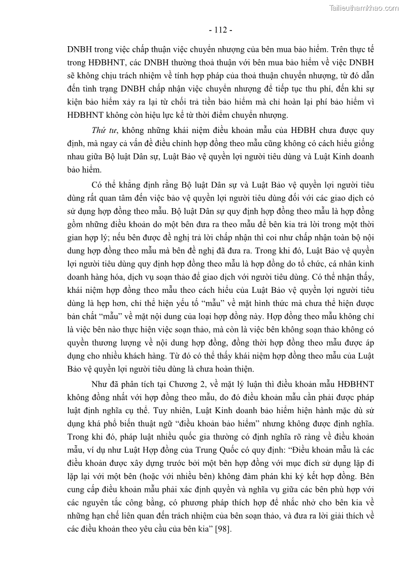 Luận án tiến sĩ luật học Pháp luật về kinh doanh bảo hiểm nhân thọ ở Việt Nam - Những vấn đề lý luận và thực tiễn - 10 Trang 117
