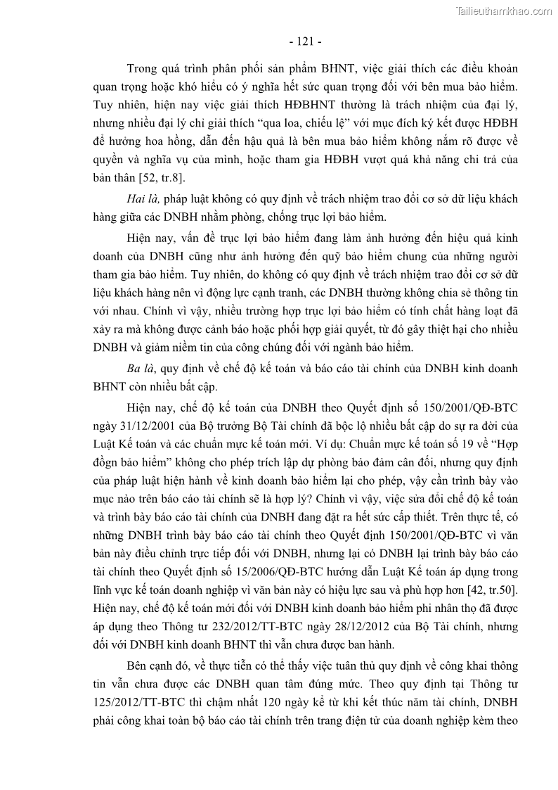 Luận án tiến sĩ luật học Pháp luật về kinh doanh bảo hiểm nhân thọ ở Việt Nam - Những vấn đề lý luận và thực tiễn - 11 Trang 126