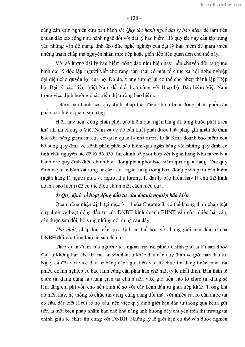 Luận án tiến sĩ luật học Pháp luật về kinh doanh bảo hiểm nhân thọ ở Việt Nam - Những vấn đề lý luận và thực tiễn - 12 Trang 143
