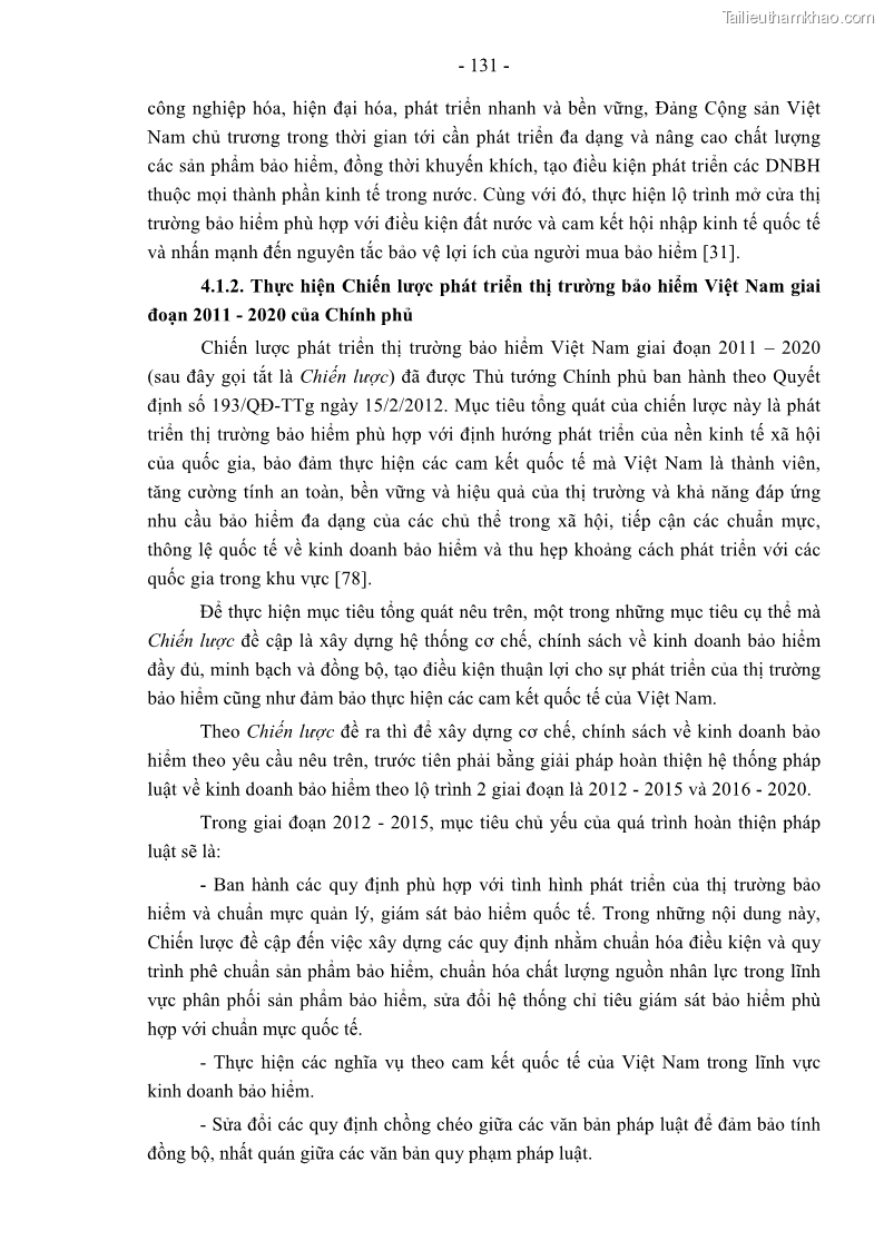 Luận án tiến sĩ luật học Pháp luật về kinh doanh bảo hiểm nhân thọ ở Việt Nam - Những vấn đề lý luận và thực tiễn - 12 Trang 136