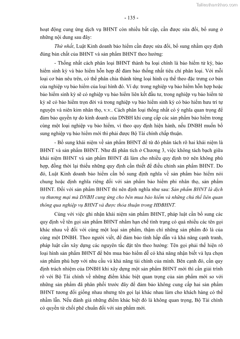 Luận án tiến sĩ luật học Pháp luật về kinh doanh bảo hiểm nhân thọ ở Việt Nam - Những vấn đề lý luận và thực tiễn - 12 Trang 140