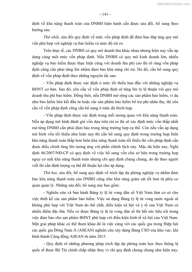 Luận án tiến sĩ luật học Pháp luật về kinh doanh bảo hiểm nhân thọ ở Việt Nam - Những vấn đề lý luận và thực tiễn - 13 Trang 146