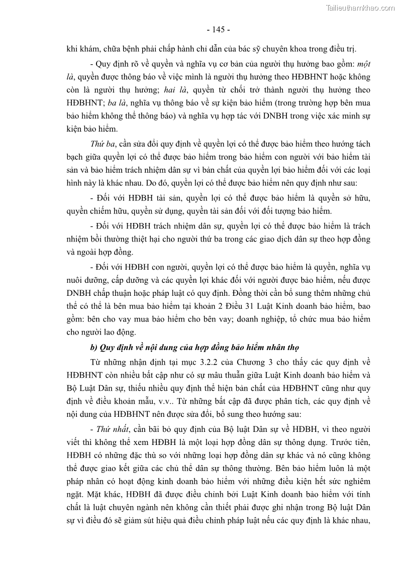 Luận án tiến sĩ luật học Pháp luật về kinh doanh bảo hiểm nhân thọ ở Việt Nam - Những vấn đề lý luận và thực tiễn - 13 Trang 150
