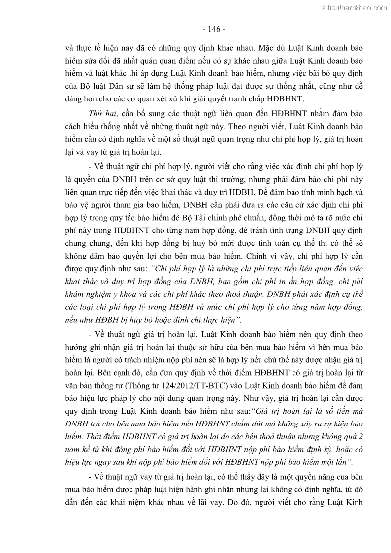 Luận án tiến sĩ luật học Pháp luật về kinh doanh bảo hiểm nhân thọ ở Việt Nam - Những vấn đề lý luận và thực tiễn - 13 Trang 151