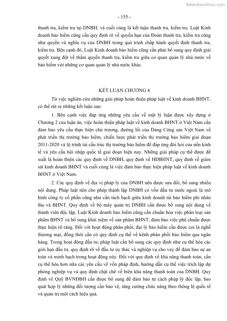 Luận án tiến sĩ luật học Pháp luật về kinh doanh bảo hiểm nhân thọ ở Việt Nam - Những vấn đề lý luận và thực tiễn - 14 Trang 160