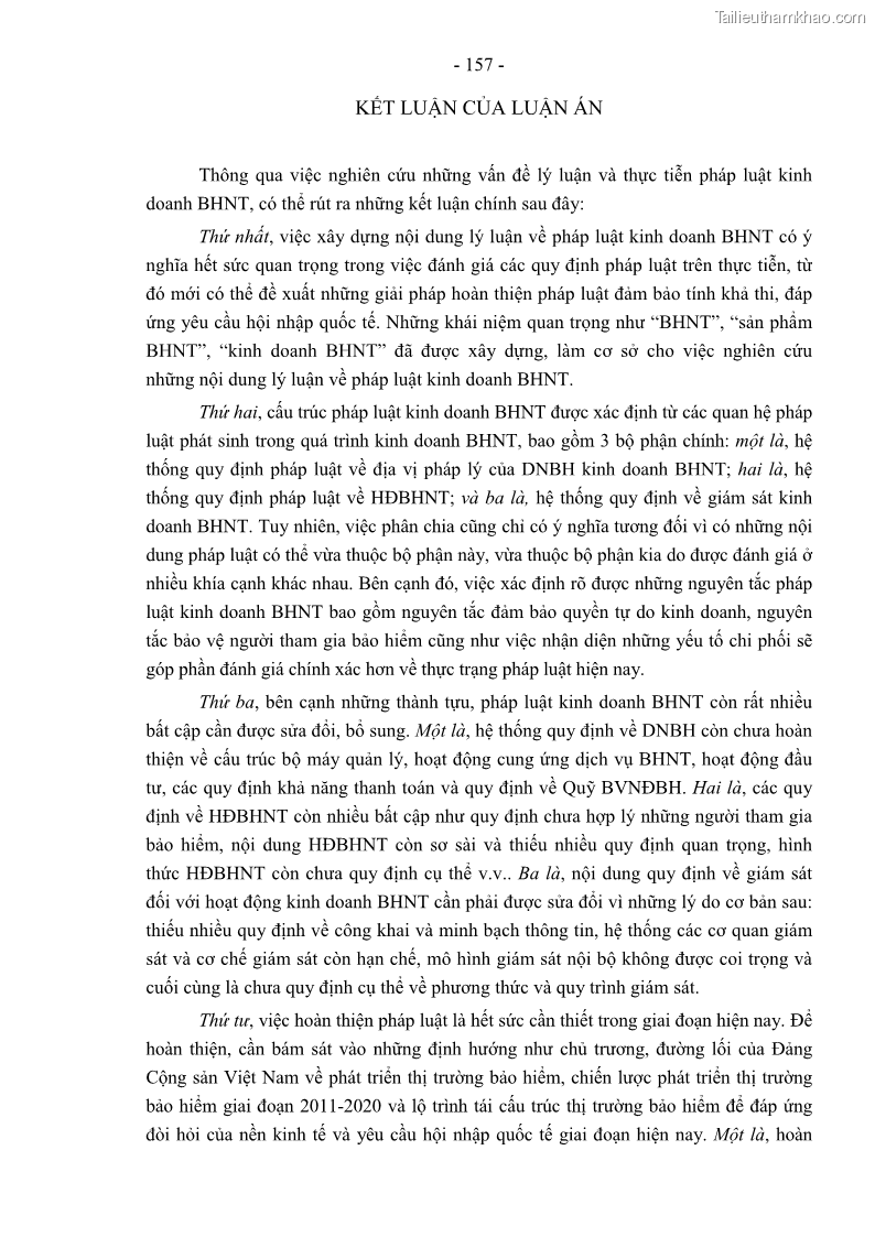 Luận án tiến sĩ luật học Pháp luật về kinh doanh bảo hiểm nhân thọ ở Việt Nam - Những vấn đề lý luận và thực tiễn - 14 Trang 162