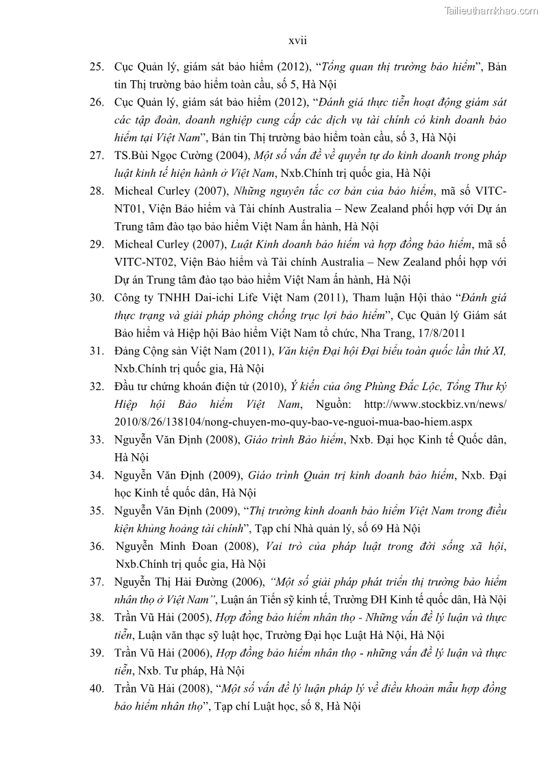 Luận án tiến sĩ luật học Pháp luật về kinh doanh bảo hiểm nhân thọ ở Việt Nam - Những vấn đề lý luận và thực tiễn - 15 Trang 180