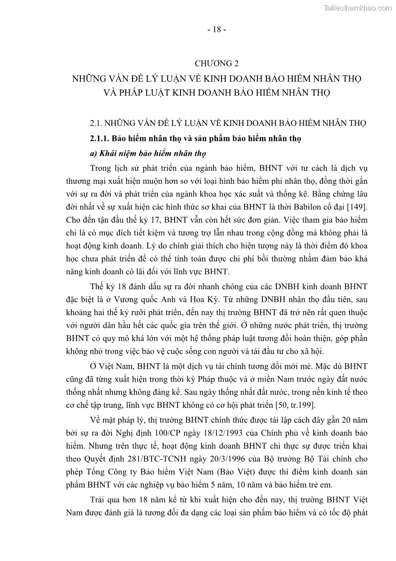 Luận án tiến sĩ luật học Pháp luật về kinh doanh bảo hiểm nhân thọ ở Việt Nam - Những vấn đề lý luận và thực tiễn - 2 Trang 23