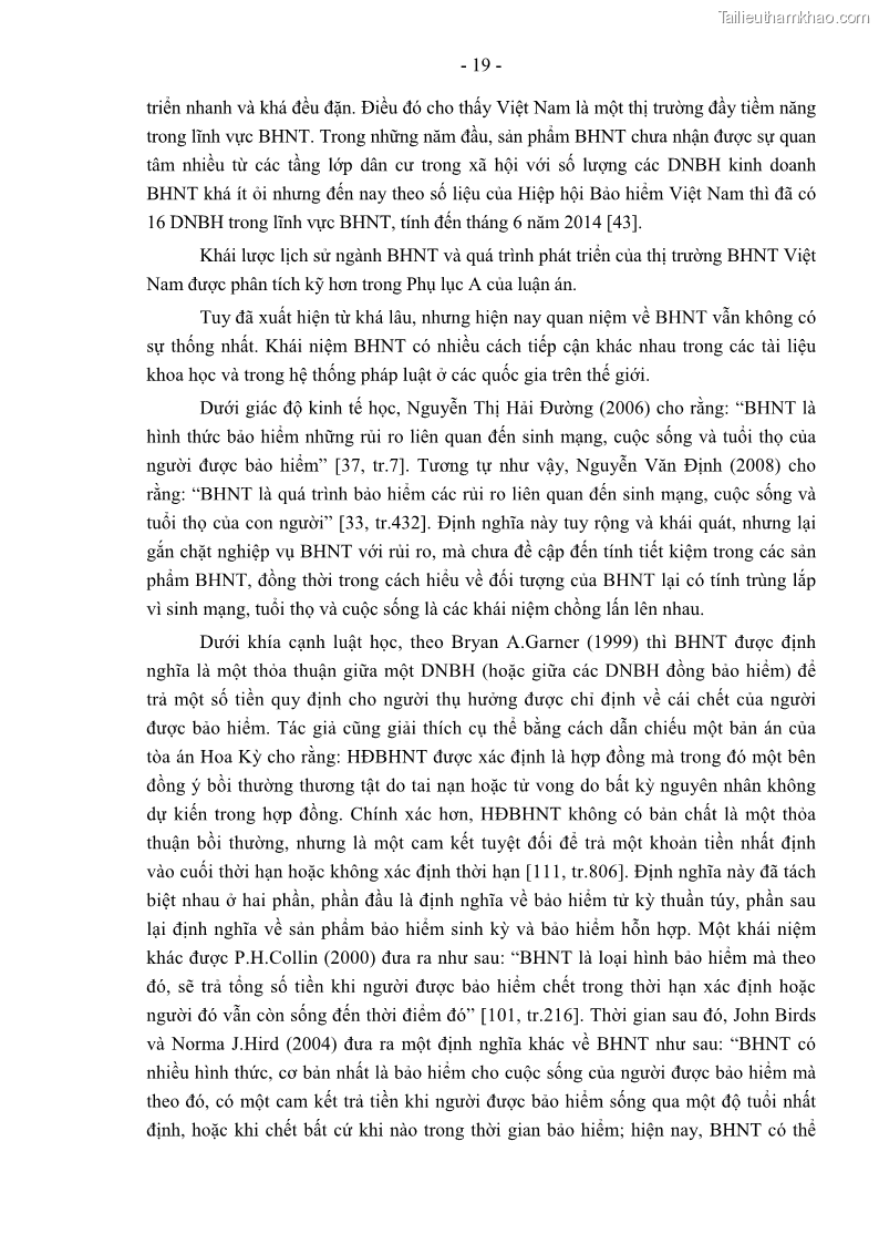 Luận án tiến sĩ luật học Pháp luật về kinh doanh bảo hiểm nhân thọ ở Việt Nam - Những vấn đề lý luận và thực tiễn - 2 Trang 24