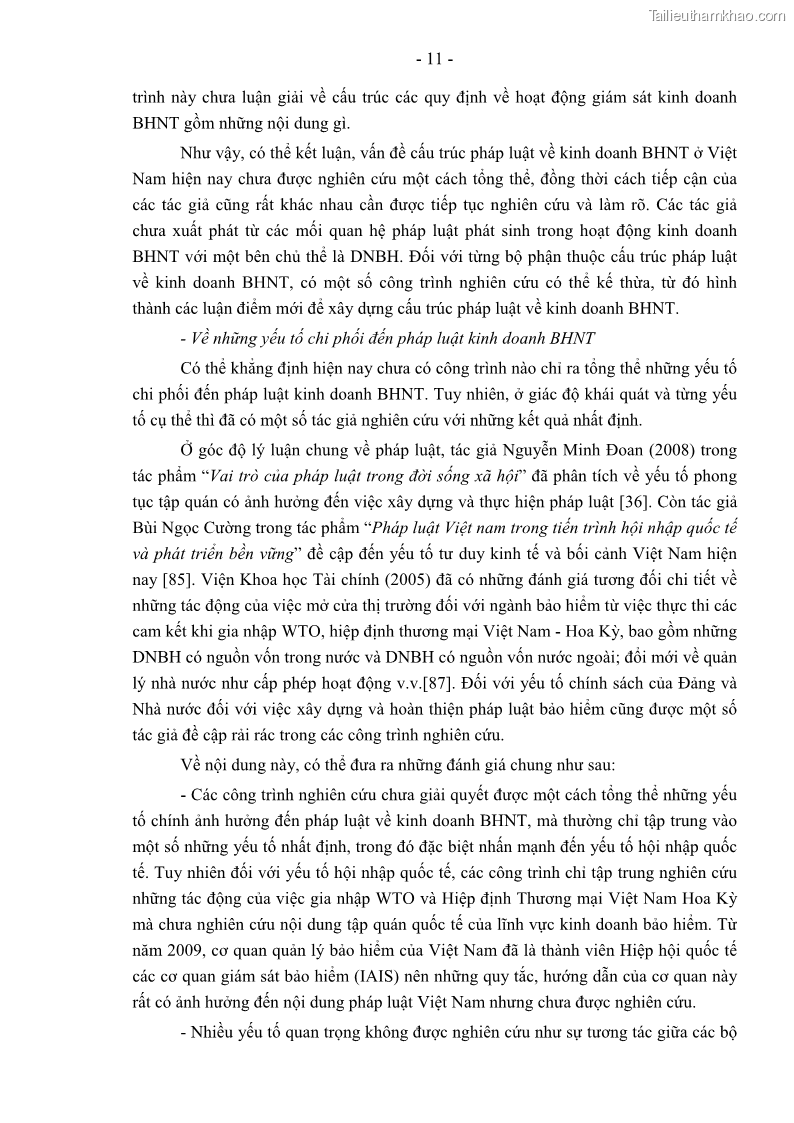 Luận án tiến sĩ luật học Pháp luật về kinh doanh bảo hiểm nhân thọ ở Việt Nam - Những vấn đề lý luận và thực tiễn - 2 Trang 16