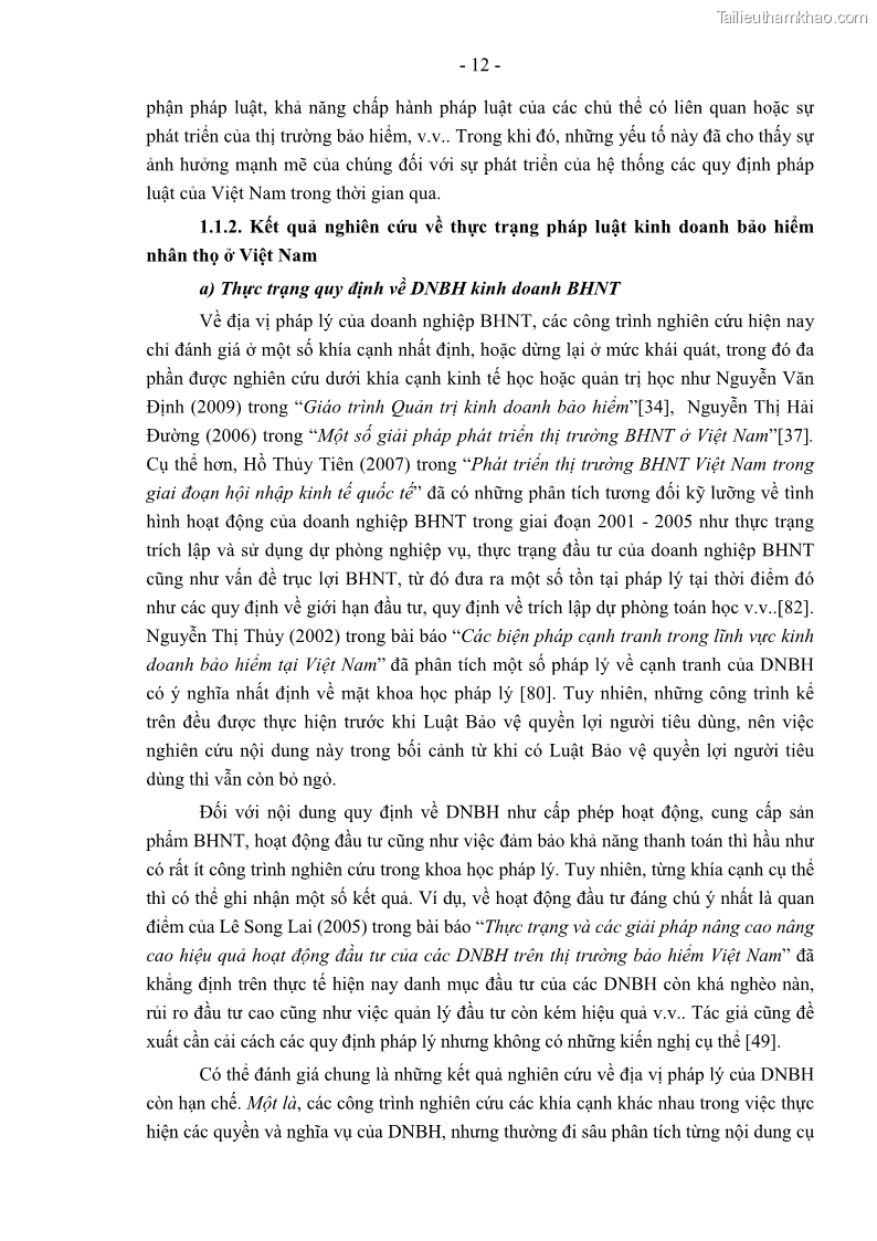 Luận án tiến sĩ luật học Pháp luật về kinh doanh bảo hiểm nhân thọ ở Việt Nam - Những vấn đề lý luận và thực tiễn - 2 Trang 17