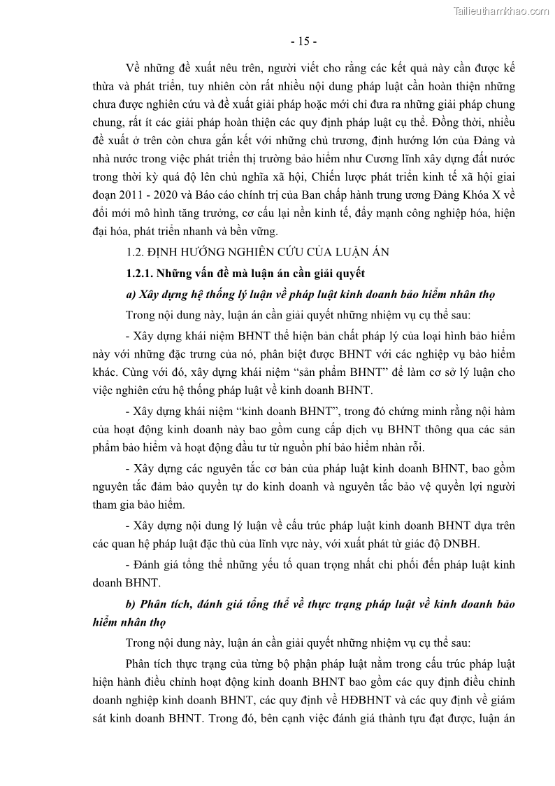Luận án tiến sĩ luật học Pháp luật về kinh doanh bảo hiểm nhân thọ ở Việt Nam - Những vấn đề lý luận và thực tiễn - 2 Trang 20