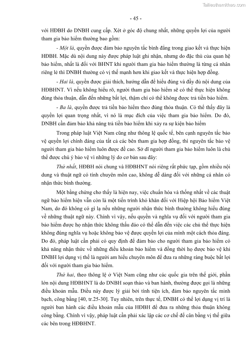 Luận án tiến sĩ luật học Pháp luật về kinh doanh bảo hiểm nhân thọ ở Việt Nam - Những vấn đề lý luận và thực tiễn - 5 Trang 50