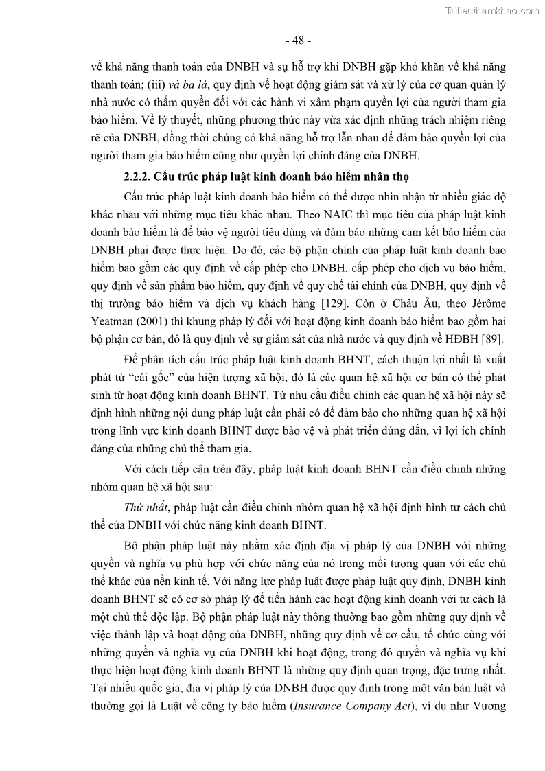 Luận án tiến sĩ luật học Pháp luật về kinh doanh bảo hiểm nhân thọ ở Việt Nam - Những vấn đề lý luận và thực tiễn - 5 Trang 53