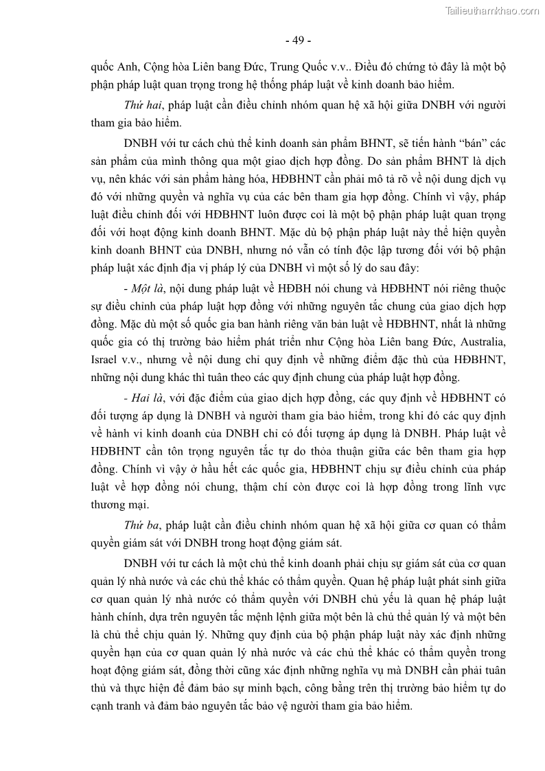 Luận án tiến sĩ luật học Pháp luật về kinh doanh bảo hiểm nhân thọ ở Việt Nam - Những vấn đề lý luận và thực tiễn - 5 Trang 54