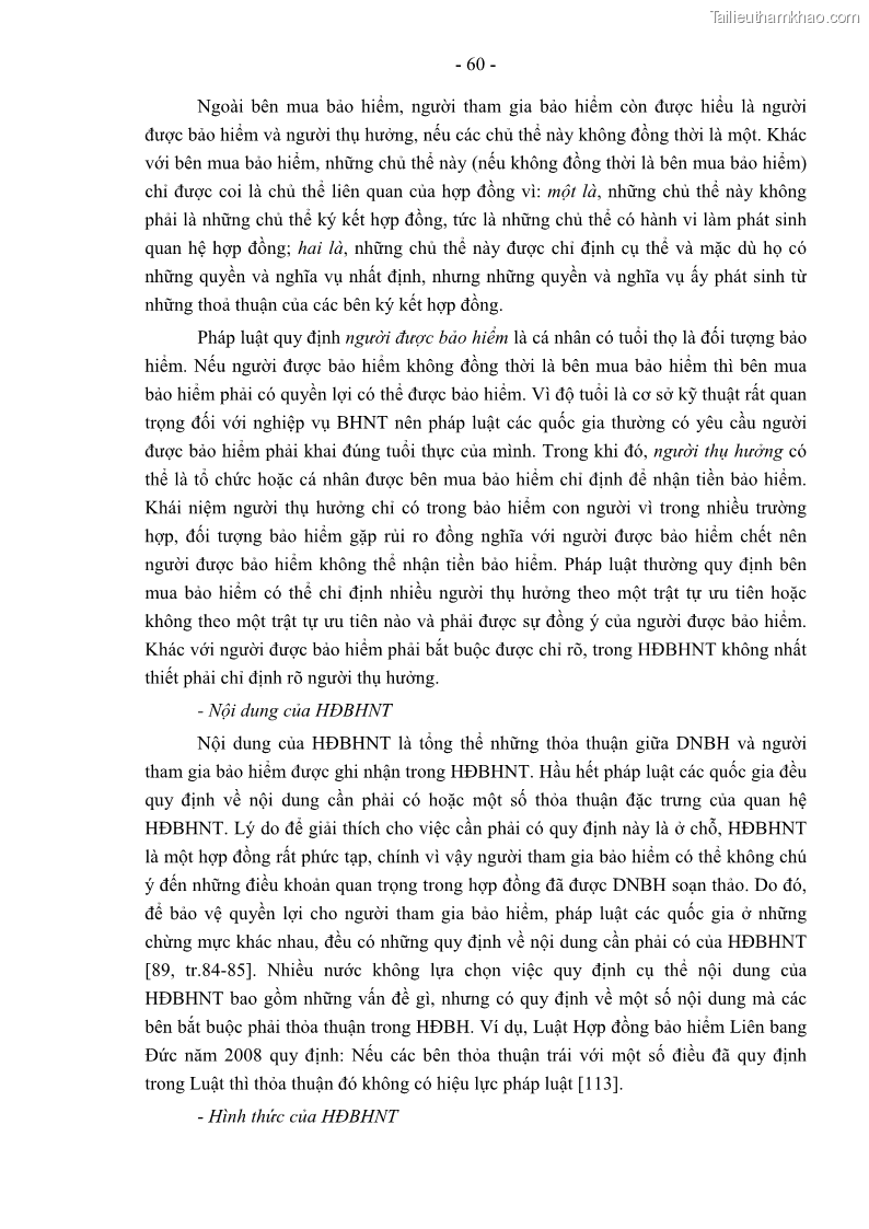 Luận án tiến sĩ luật học Pháp luật về kinh doanh bảo hiểm nhân thọ ở Việt Nam - Những vấn đề lý luận và thực tiễn - 6 Trang 65