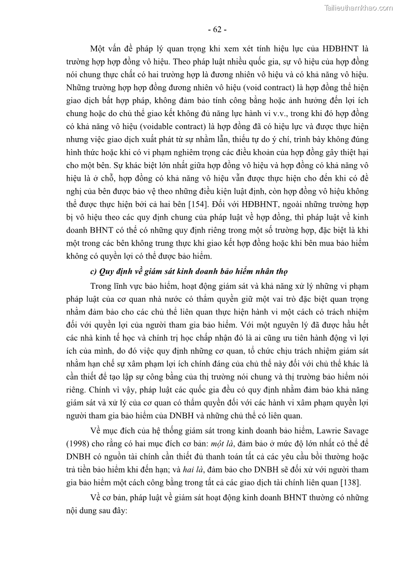 Luận án tiến sĩ luật học Pháp luật về kinh doanh bảo hiểm nhân thọ ở Việt Nam - Những vấn đề lý luận và thực tiễn - 6 Trang 67