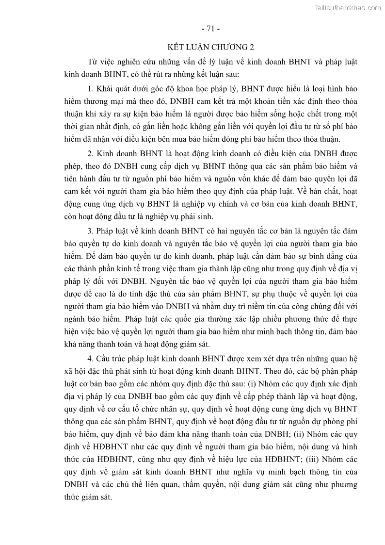 Luận án tiến sĩ luật học Pháp luật về kinh doanh bảo hiểm nhân thọ ở Việt Nam - Những vấn đề lý luận và thực tiễn - 7 Trang 76