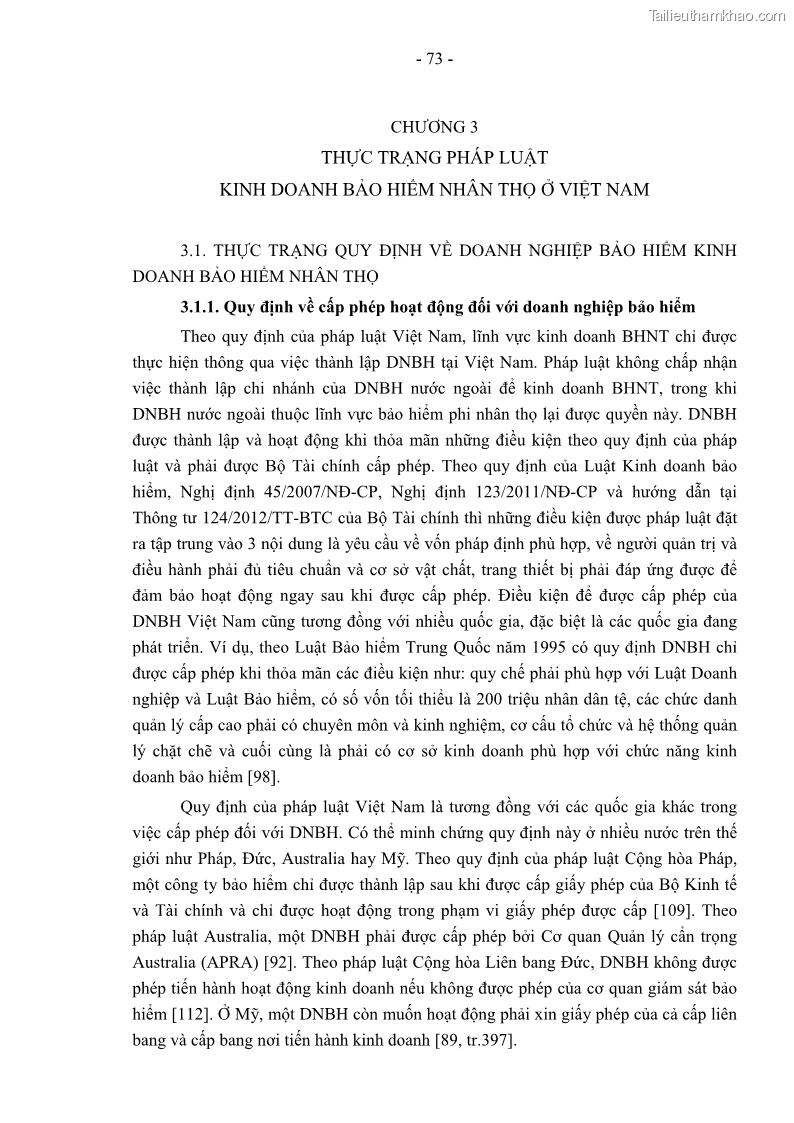 Luận án tiến sĩ luật học Pháp luật về kinh doanh bảo hiểm nhân thọ ở Việt Nam - Những vấn đề lý luận và thực tiễn - 7 Trang 78