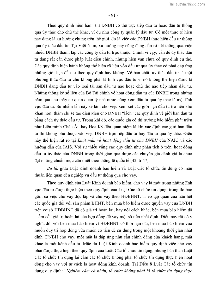 Luận án tiến sĩ luật học Pháp luật về kinh doanh bảo hiểm nhân thọ ở Việt Nam - Những vấn đề lý luận và thực tiễn - 8 Trang 96
