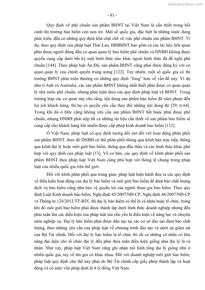 Luận án tiến sĩ luật học Pháp luật về kinh doanh bảo hiểm nhân thọ ở Việt Nam - Những vấn đề lý luận và thực tiễn - 8 Trang 86