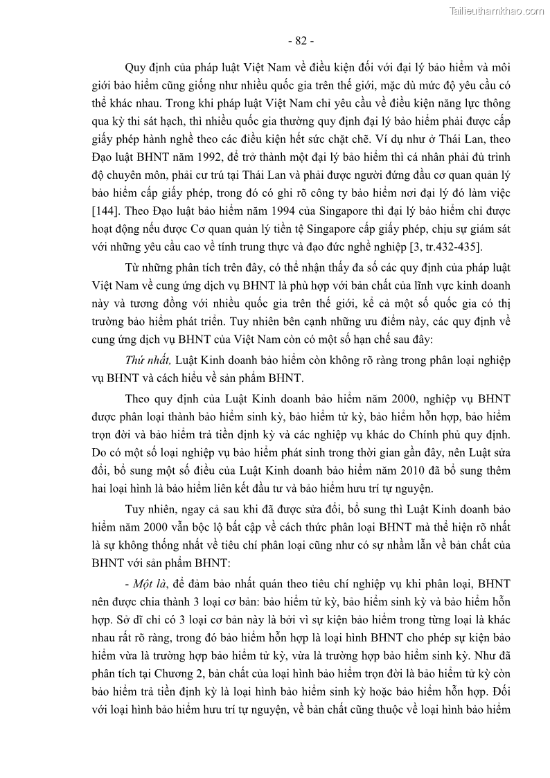 Luận án tiến sĩ luật học Pháp luật về kinh doanh bảo hiểm nhân thọ ở Việt Nam - Những vấn đề lý luận và thực tiễn - 8 Trang 87
